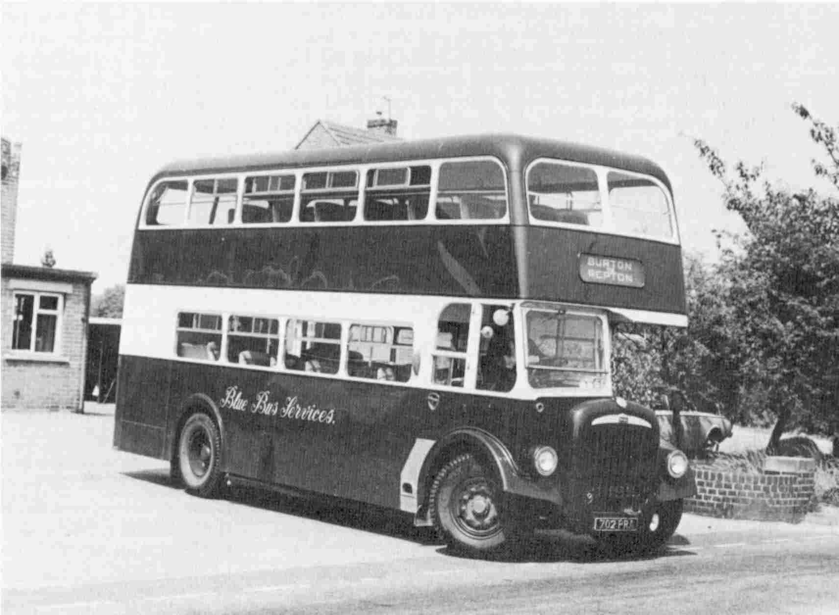 702 PRA leaves the Blue Bus garage on Repton Road